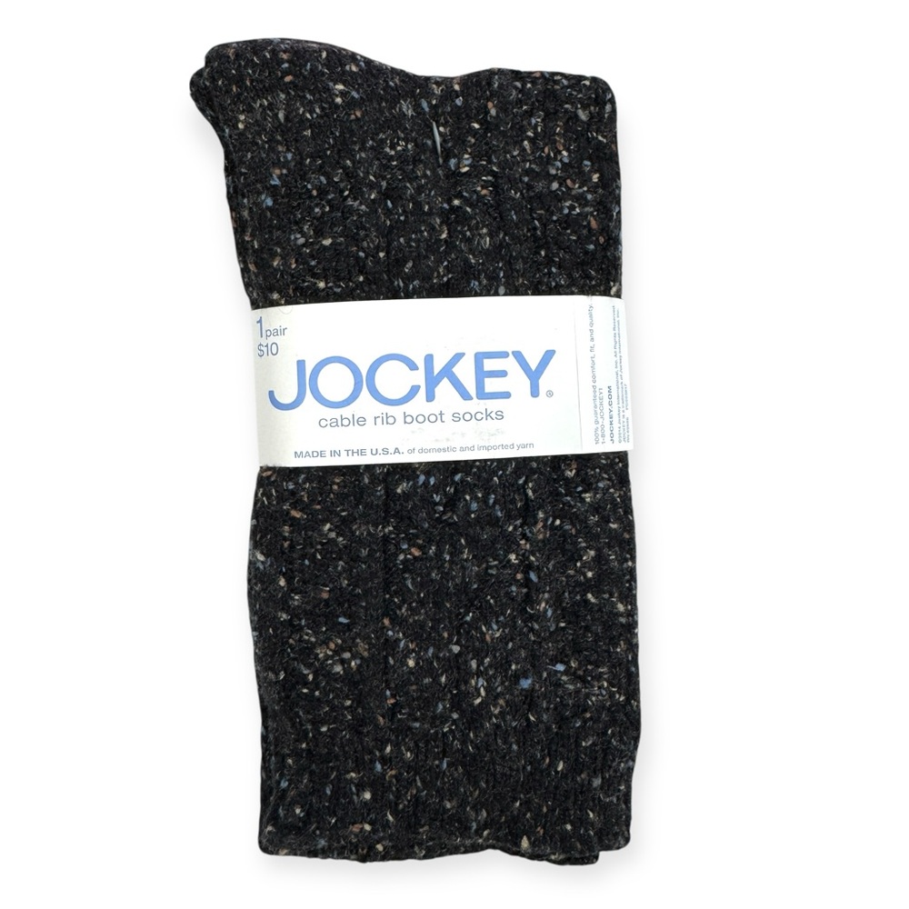 Jockey Womens Black Tweed Cable Rib Boot Socks Fits Shoe Size 4-10‎ 7” Cuff